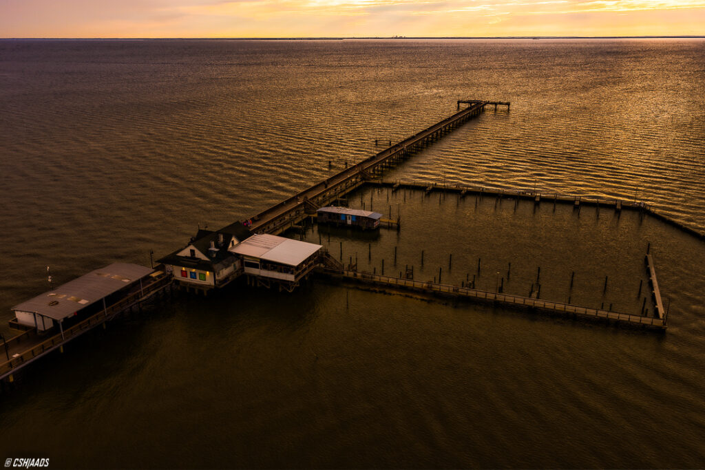 Aerial drone photo of Fairhope Pier, Fairhope AL